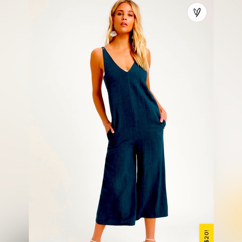 Rest and relaxation navy blue culotte jumpsuit
